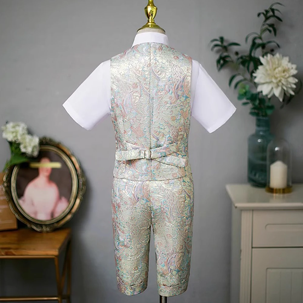 طقم بدلة جاكار مُزينة بالزهور للأولاد بدلة أنيقة للأطفال من عمر 3 إلى 16 سنة مناسبة رسمية لحفلات الزفاف وأعياد الميلاد