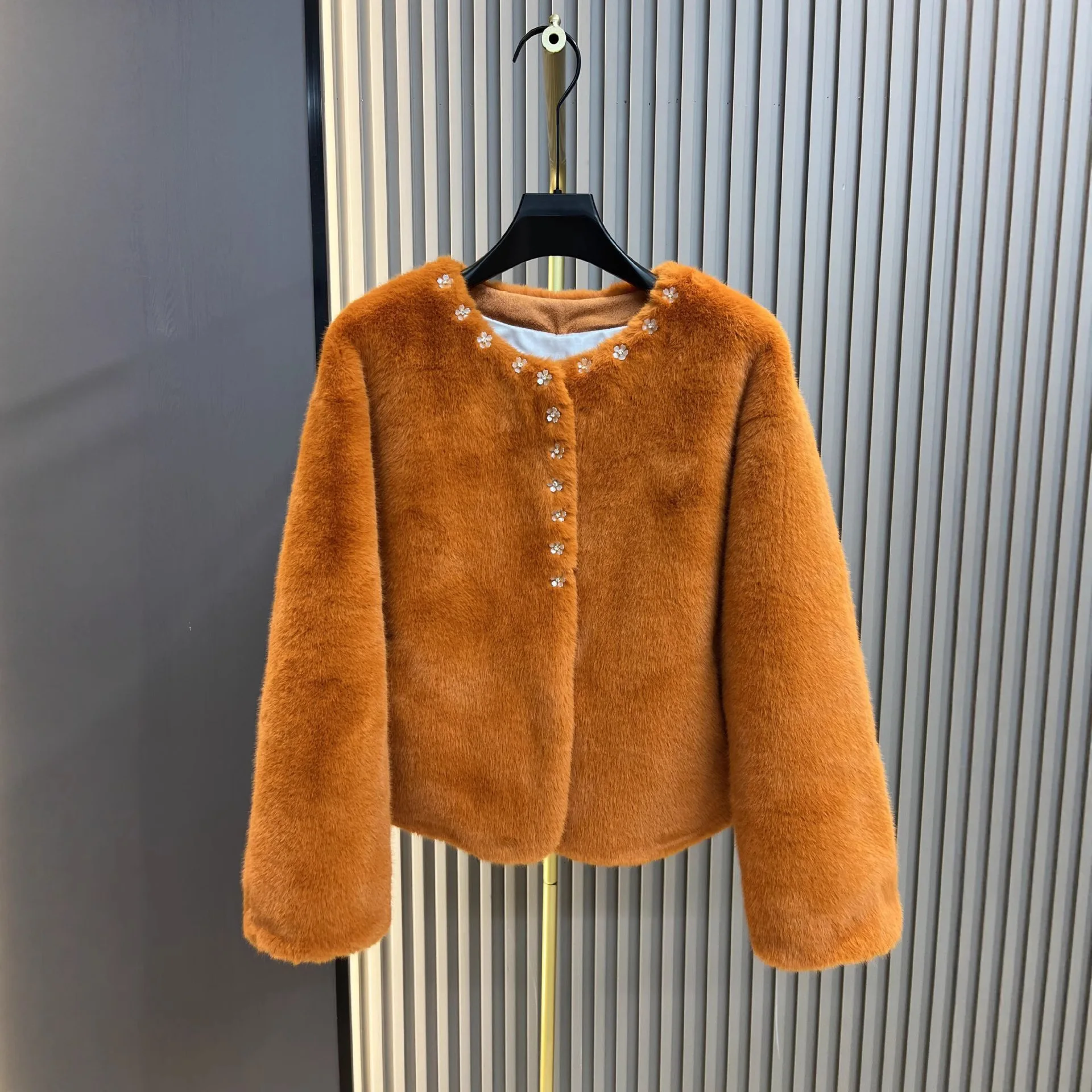 

Women's Faux Mink Fur Coat Spring Winter 2026 New Fashionable Warm Fur Jacket Leather Integrated Outwear Female