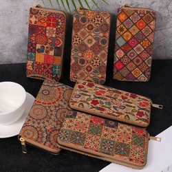 5pcs Wallets  Cork National Printing Large Capacity Retro Multifuctional Long Credit Card Holder