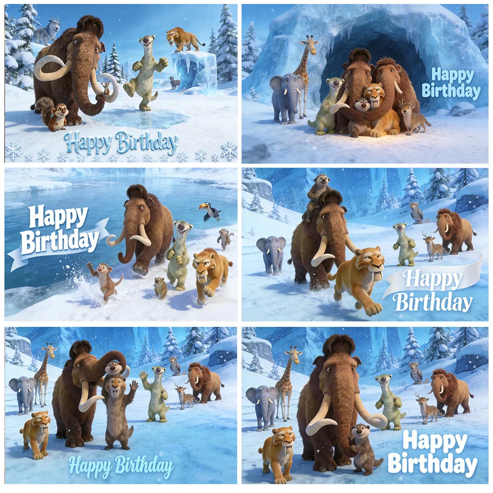 

Cartoon Ice Age Movie Adventure Theme Birthday Party Supplies Decoration Background Baby Shower Backdrop photos props Kids Gifts