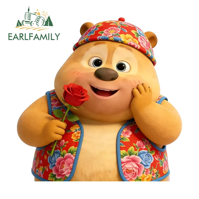 

EARLFAMILY Northeast Two Bear Car Sticker Personality Motorcycle Cute Cartoon Peek Laptop Decal Waterproof Helmet Windows Decor