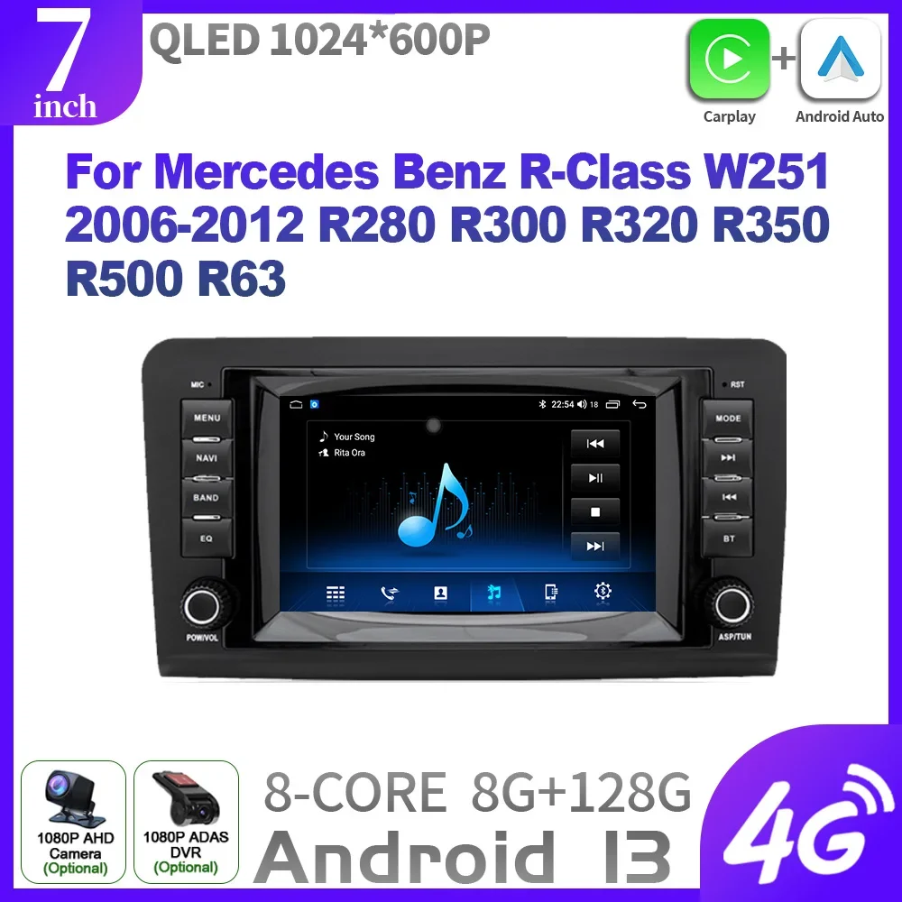 Android 13 Car Multimedia Navigation Wireless Carplay For Mercedes-Benz ML-Class W164 ML350 ML320 GL X164 Head Unit