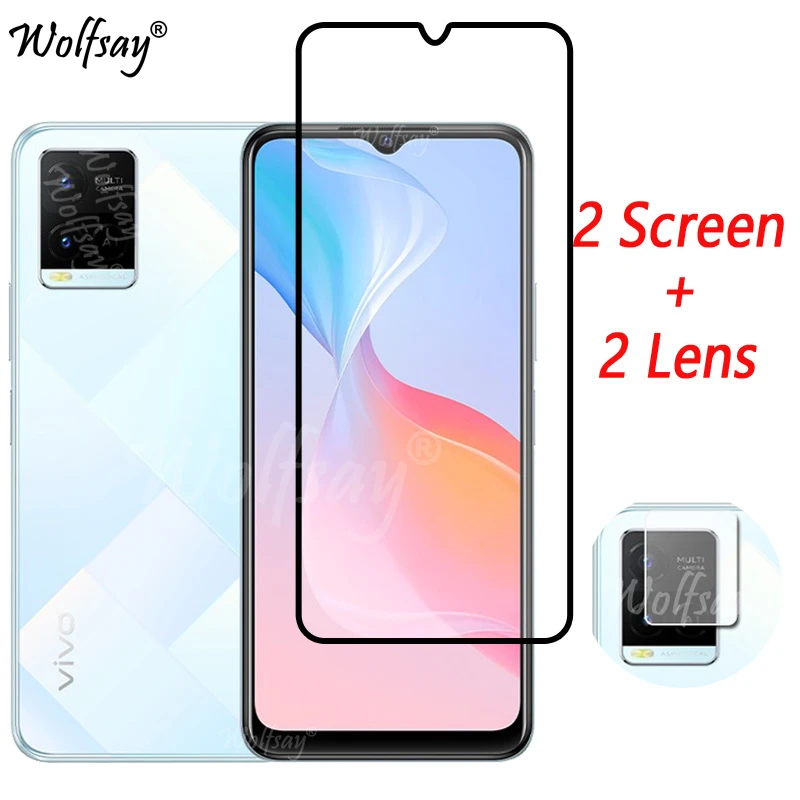 Full Cover Tempered Glass For Vivo Y21A Screen Protector Vivo Y21A Y21S Y33S Y31 Y20 Y11S Y72 Camera Glass For Vivo Y21A Glass