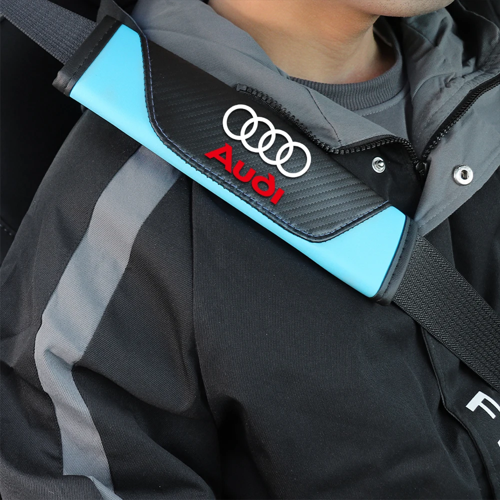 1/2PCS Color Blocked Leather Car Seat Belt Shoulder Pad Protection Center Cover For Audi A1 A3 A4 Q2 Q3 Q5 Q8 A5 A6 A8 RS Sline