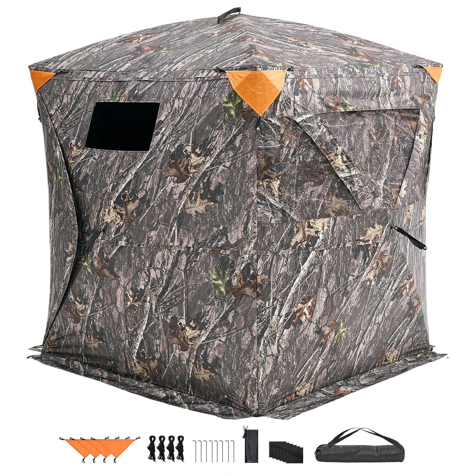 SucceBuy Hunting Blind, 270° See Through Ground Blind, 2-3 Person Pop Up Deer Blind for Hunting with Carrying Bag, Portable Tent