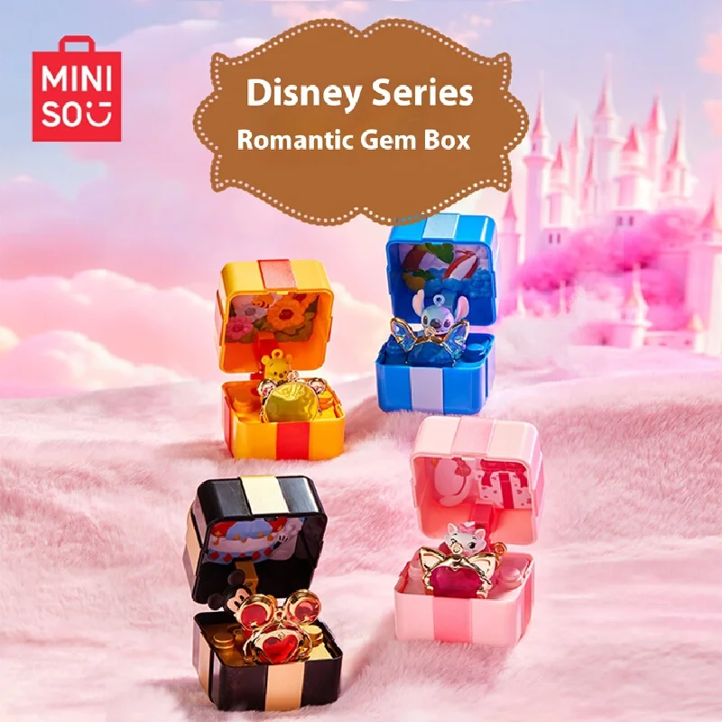 

MINISO Disney романтическое ожерелье с драгоценными камнями, серия коробки, слепая коробка, официальная коллекционная фигурка, декор для стола, милый подарок для фанатов