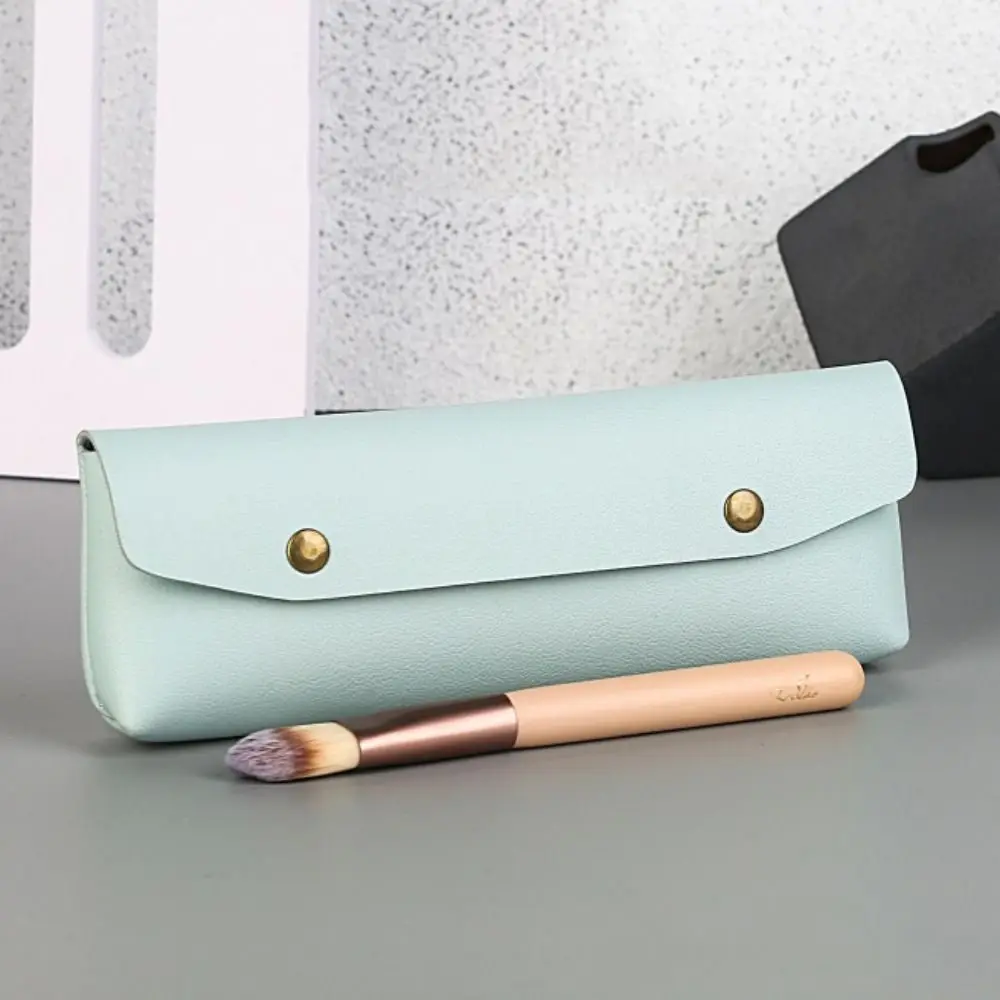 Leather Pencil Case Portable Pen Bag Large Capacity Makeup Brush Holder Water Proof Lipstick Package Toiletry Bag