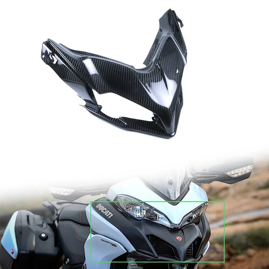 

Real 3k Carbon Fiber Motorcycle Front Head Fairing Front Headlight Cover For Ducati Multistrada 950 1260 2018 2019 2020 2021