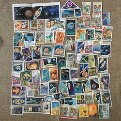 50Pcs/Set Astronaut Space Satellite Different From Many Countries NO Repeat with  Postmark Postage Stamps for Collecting