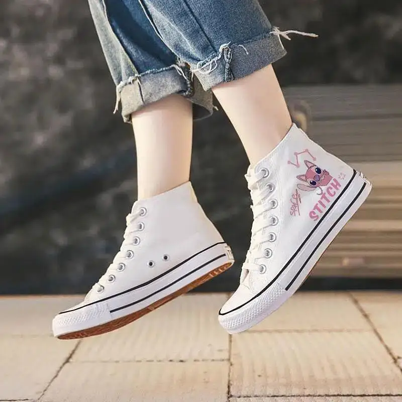 حذاء ديزني ستيتش للأولاد والبنات كاجوال رياضي كارتوني لطيف وشخصية إبداعية خفيفة الوزن وغير قابلة للانزلاق ونعل ناعم عالي من القماش