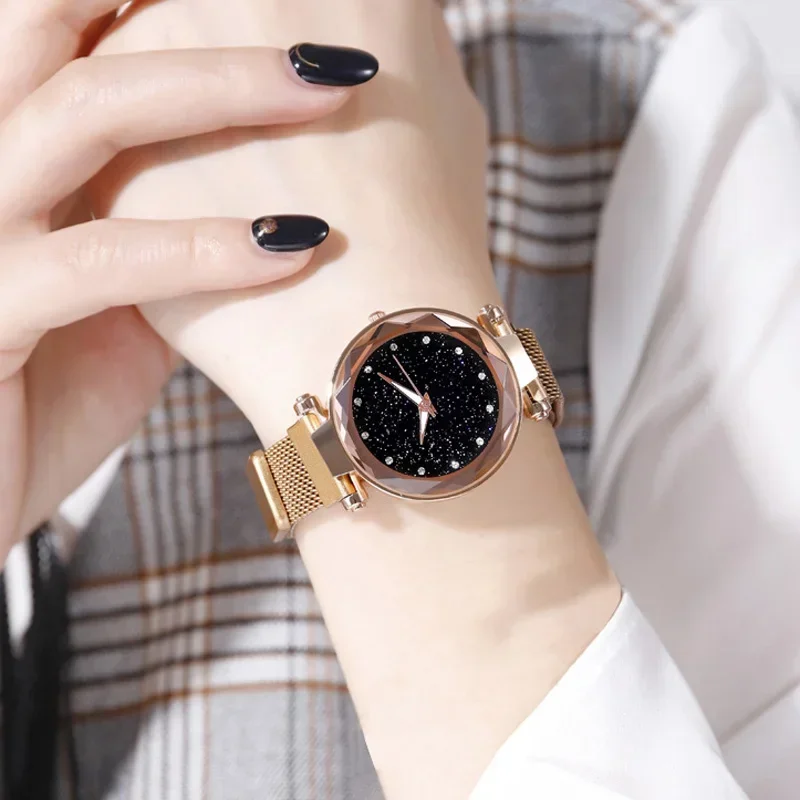 2024 Starry Sky Women Watch Fashion Elegant Magnet Buckle Vibrato Purple Gold Ladies Wristwatch Luxury Women Watches