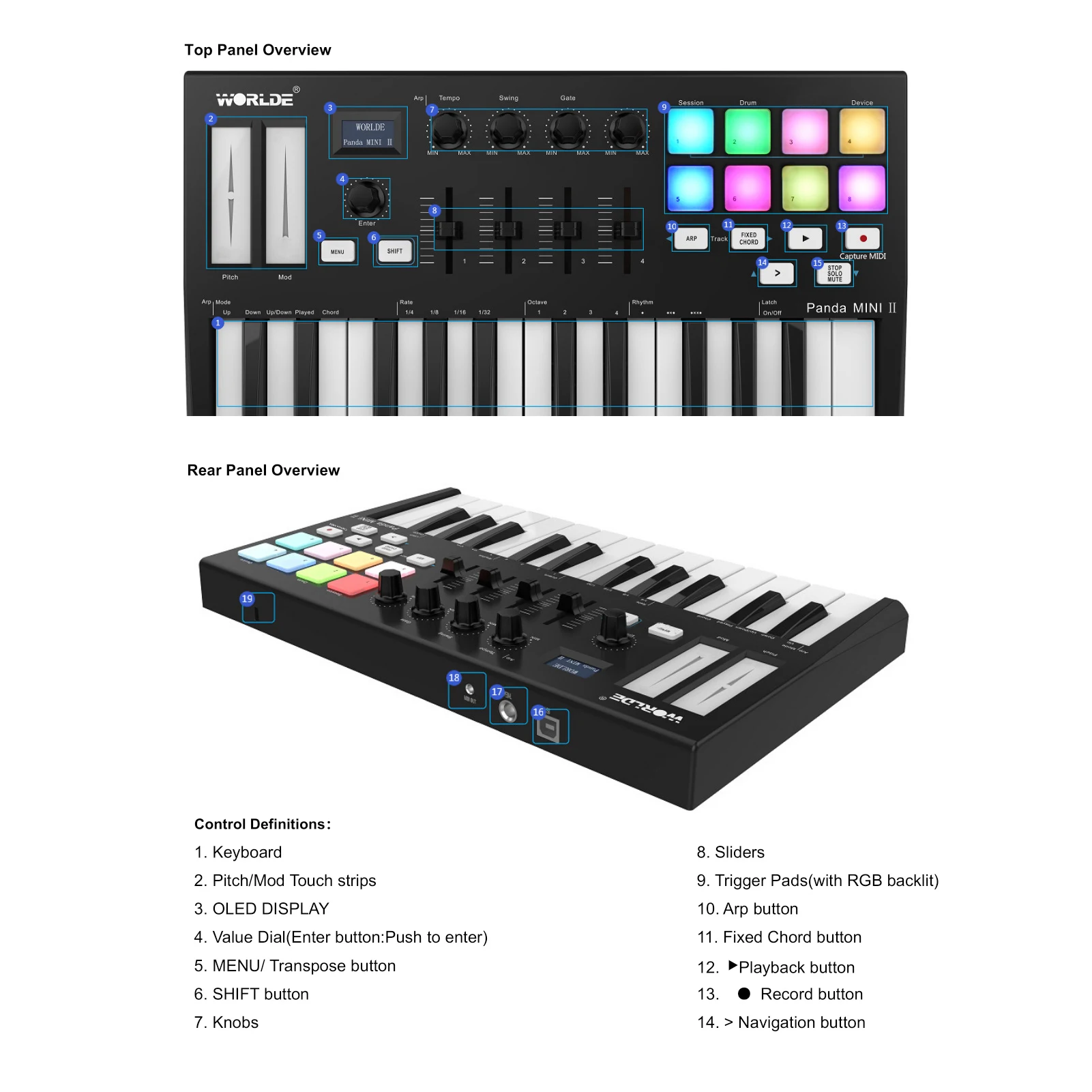 WORLDE PANDA 200MIDIコントローラー コード付 Amazon.com: Midi Controller, lotmusic Worlde TUNA PANDA MINI 25