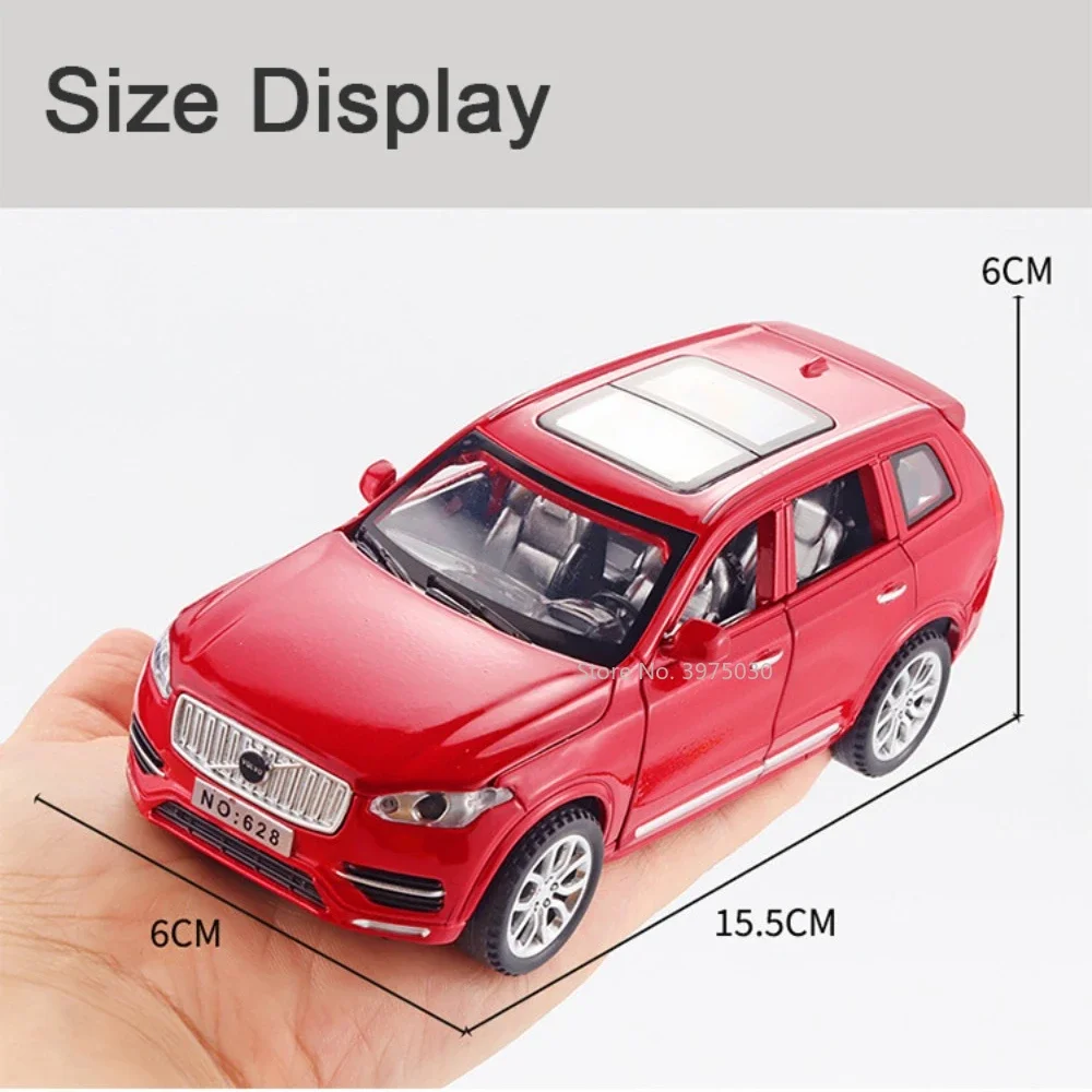 1:32 XC90 SUV Alloy Cars Models Diecast Toys Sound Light 6 Door Open Vehicle Wheel Pull Back Miniature Car Boys Idealne prezenty