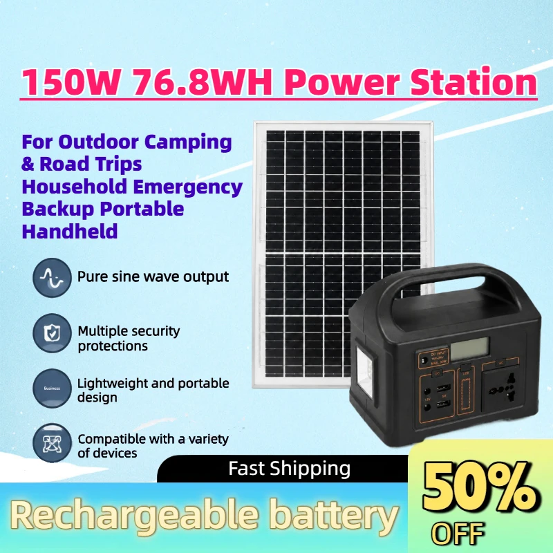 Outdoor Power New Roads - High-Capacity New 150W 76.8WH Mini Power