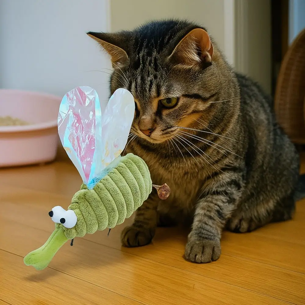 

Cat Accessories Green Fluffy Pet Cat Toys Bite Resistant Soft Interactive Cat Toys Simulated Mosquito Cat Toys Interactive Play