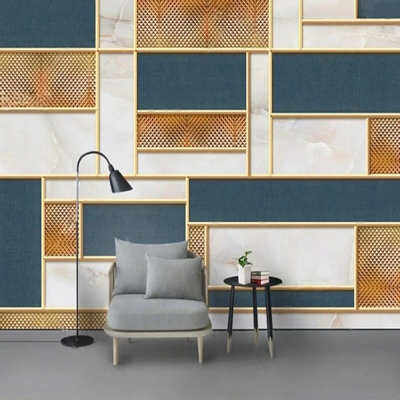 Modern Minimalist Gold-Line Geometric Pattern Assembly And Inlay Personalized Luxury TV Closet And Kitchen Luxurious Decoration