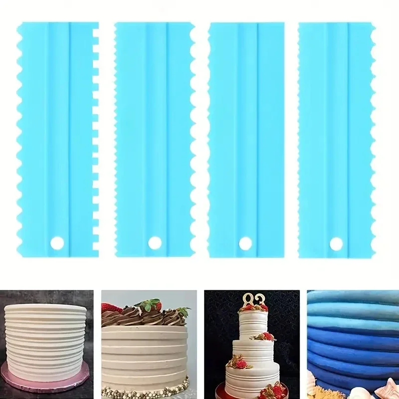 Cream Scraper Plastic Double Sided Tooth Cake Scraper Double-sided Cake Cream Smoothers DIY Baking Tools Cake Decorating Comb