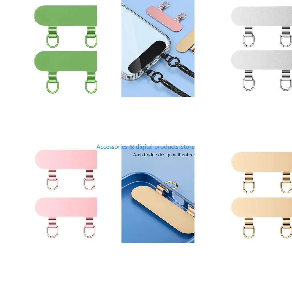 77JD Two Way Metal Phones Holding Straps Upgraded Double Buckles Hole Cell Phones Lanyard Patches Mobile Phones Straps for
