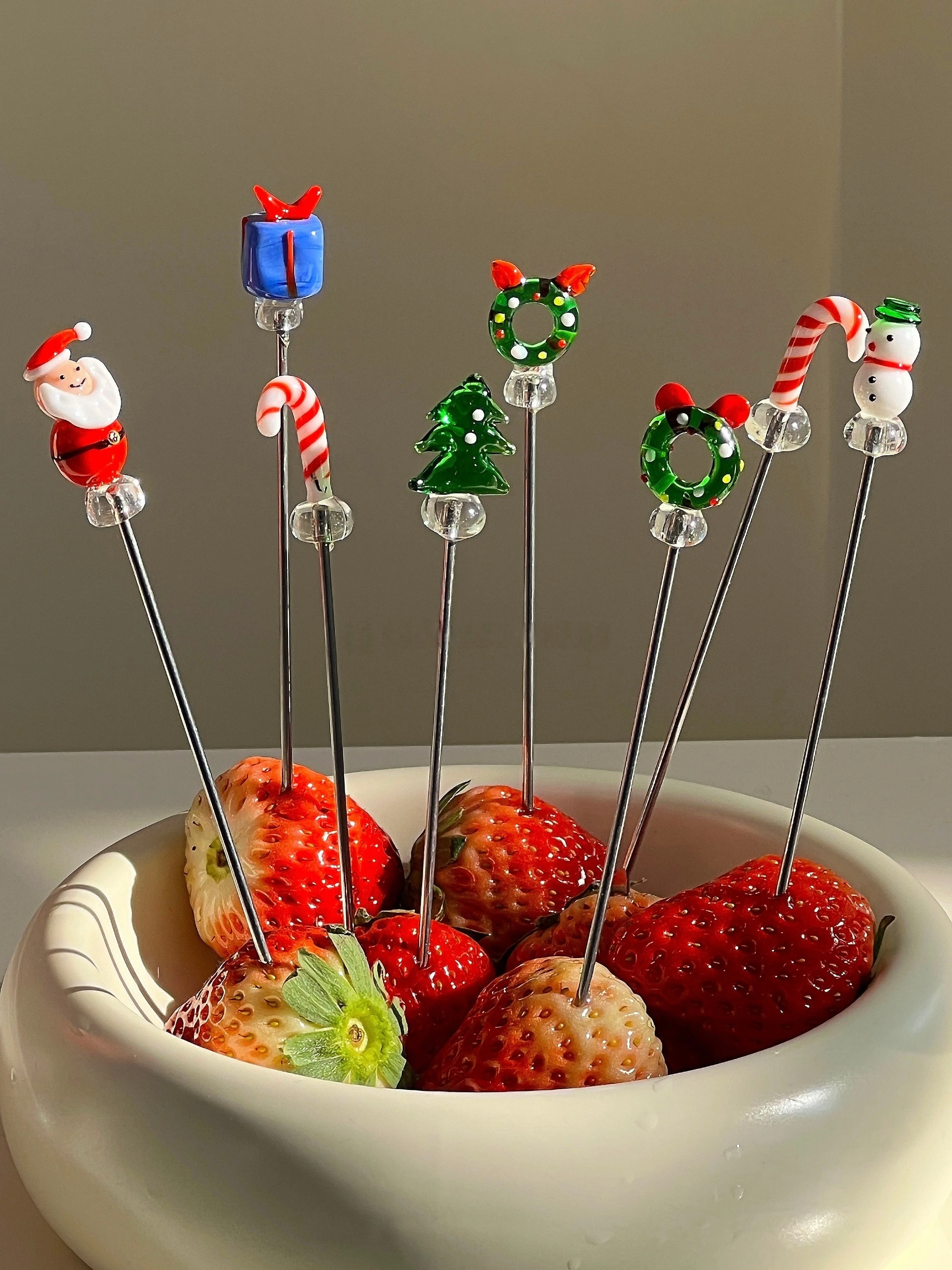 

New Year Christmas Stainless Steel Fruit Fork Snowman Christmas Tree Cartoon Home Small Sign Christmas Atmosphere Decoration Des