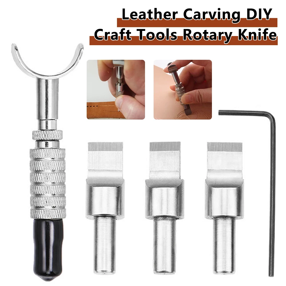 Leather Carving Swivel Knife Leather Craft Carving Tool DIY Handle Leather Carving Knife Replaceable Carving And Stamping Blades