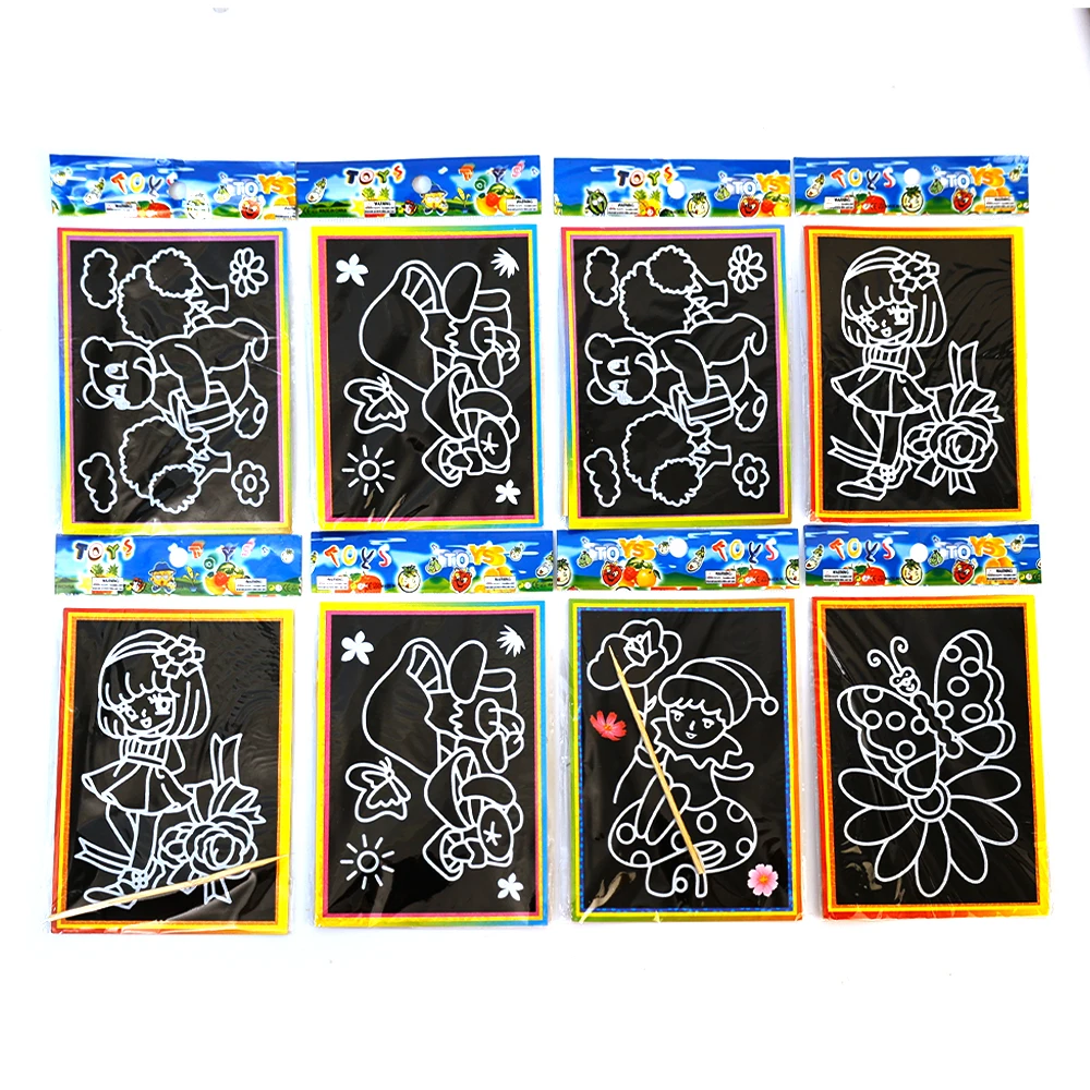 Pittura raschiante colorata per bambini fai da te fai da te Scratch Art Paper carta da pittura magica con bastone da disegno giocattoli gioco per bambini