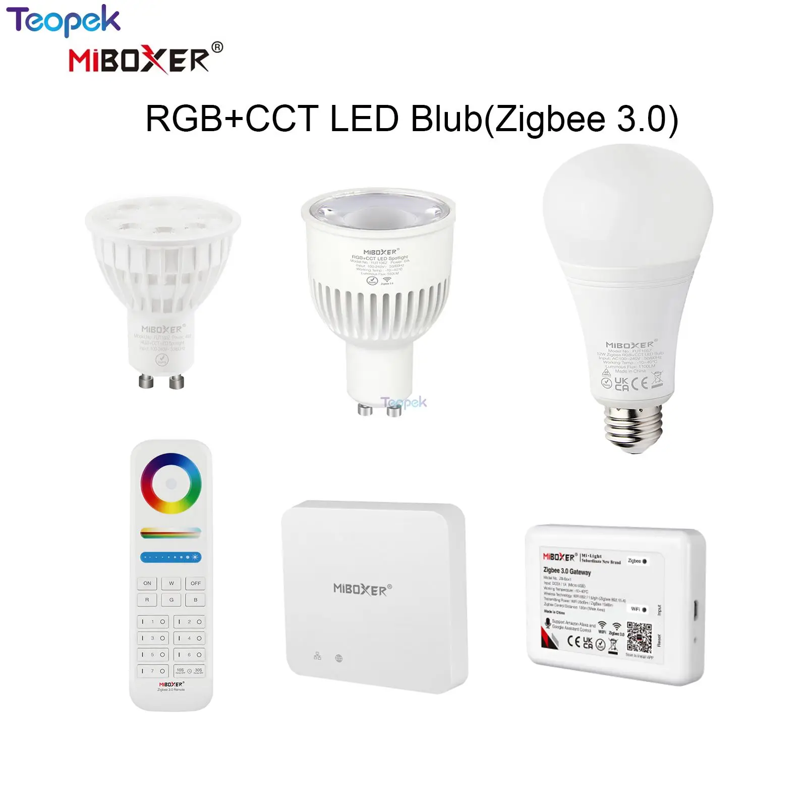 

MiBoxer Zigbee 3.0+2.4G Wifi RGBCCT LED Bulb FUT105ZR E27 12W FUT103ZR 4W FUT106ZR 6W GU10 WiFi Lamp APP Amazon Voice Control