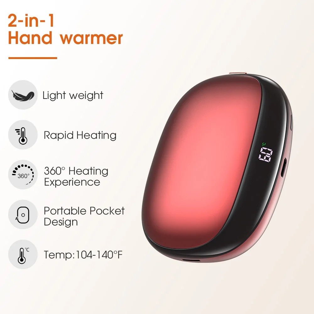 Hand Warmer Winter Heater Powerbank 12000mAh Spare Battery Portable Charger for iPhone 16 Samsung Xiaomi Cellphones Power Bank