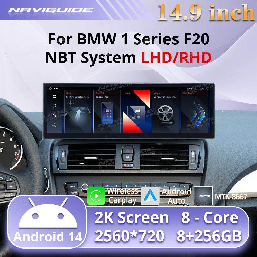 

14.9inch Android 14 For BMW 1 Series F20 NBT System 2012-2018 Wireless CarPlay Android Auto Car Multimedia Player Smart systems