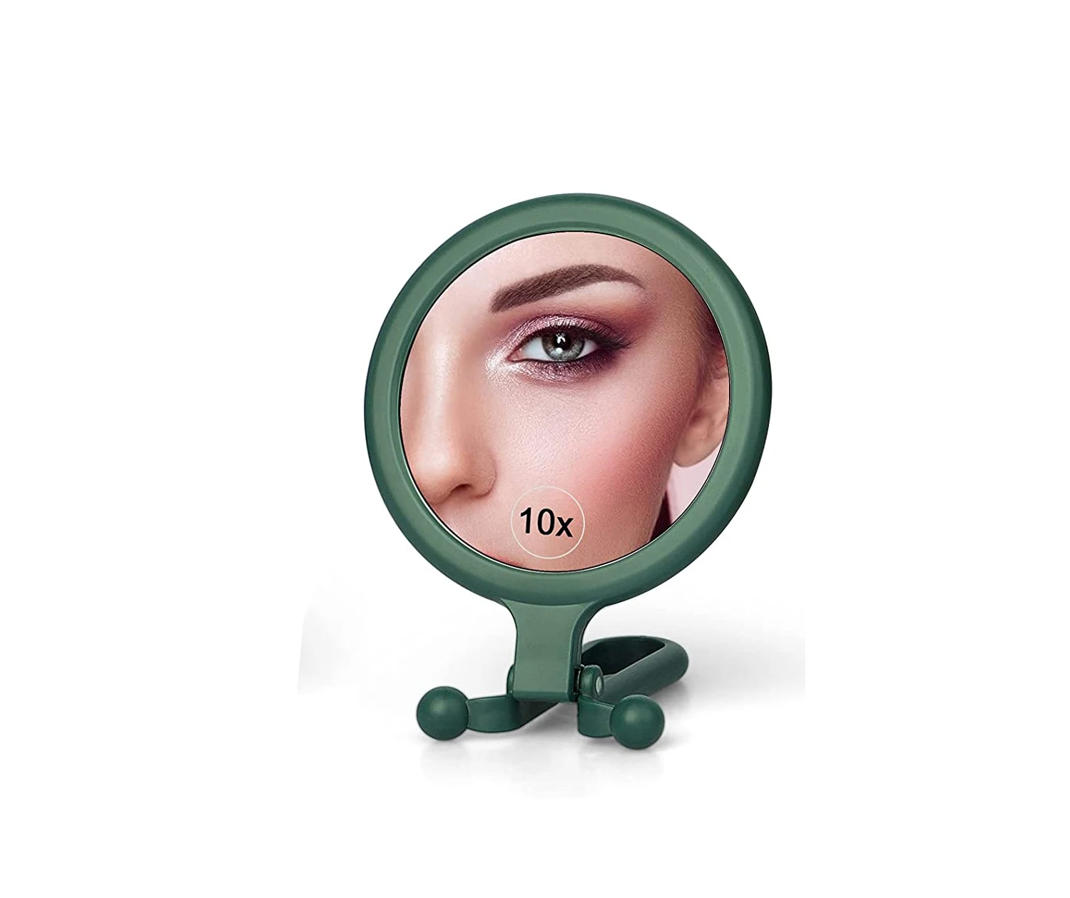 Specchio palmare con ingrandimento 2/5/10x, ingrandimento del piedistallo su entrambi i lati e specchio per il trucco con immagine reale, dimensioni compatte e portatile
