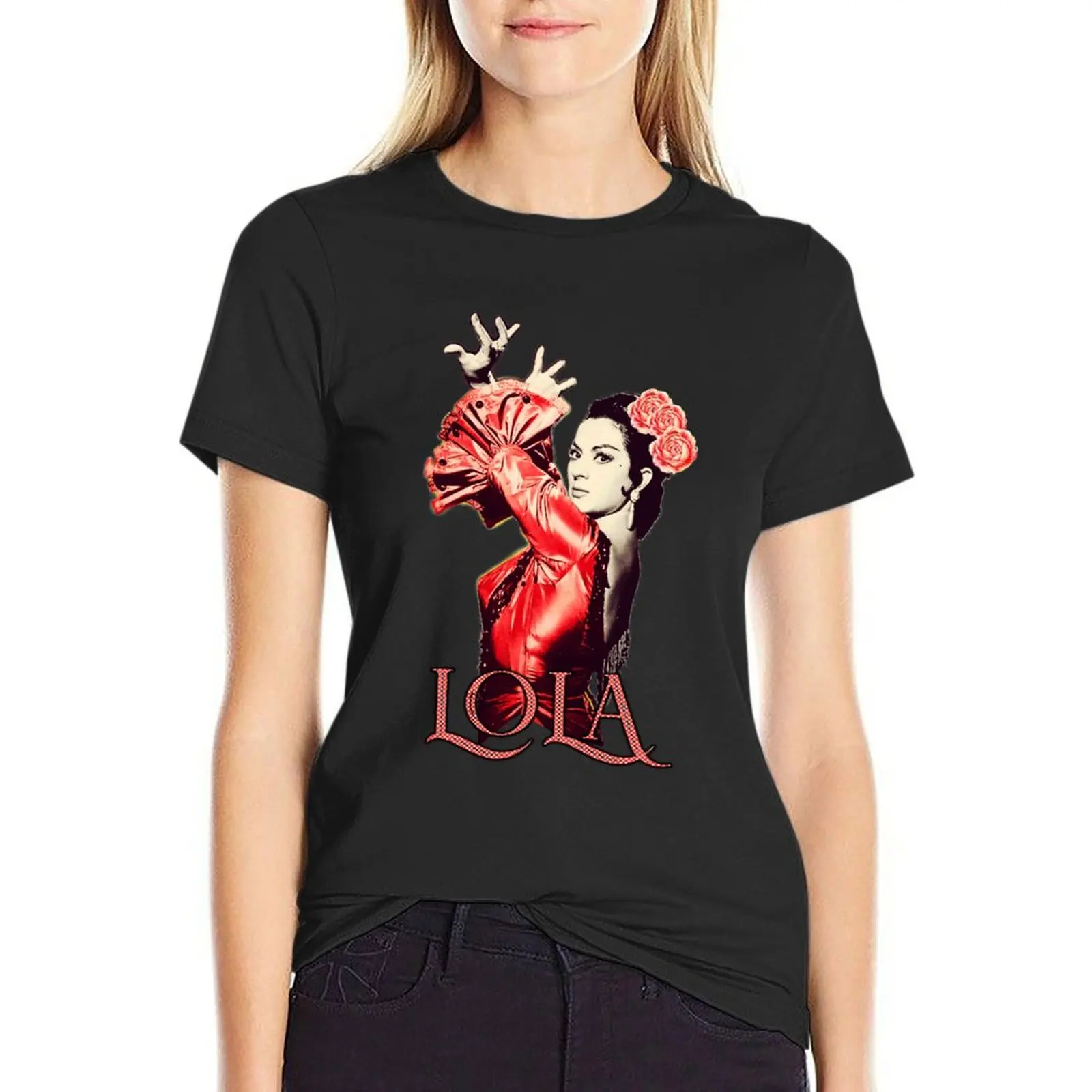 

Lola Flores Lola Faraona Red Dress T-Shirt tops shirts graphic tees Women t shirt