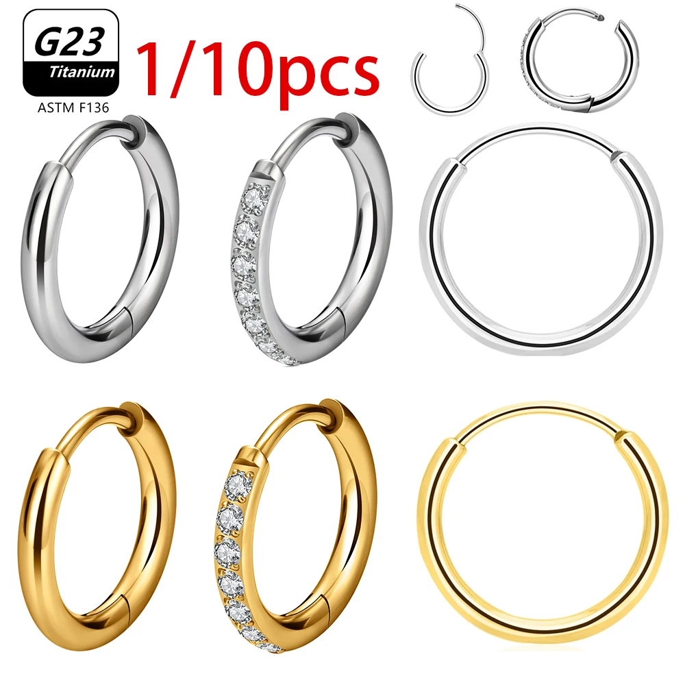 1/10pcs G23 Titanium Hoop Earring For Women Piercing Nose Ring ASTM F136 Body Jewelry Accessories Wholesale 2024 New