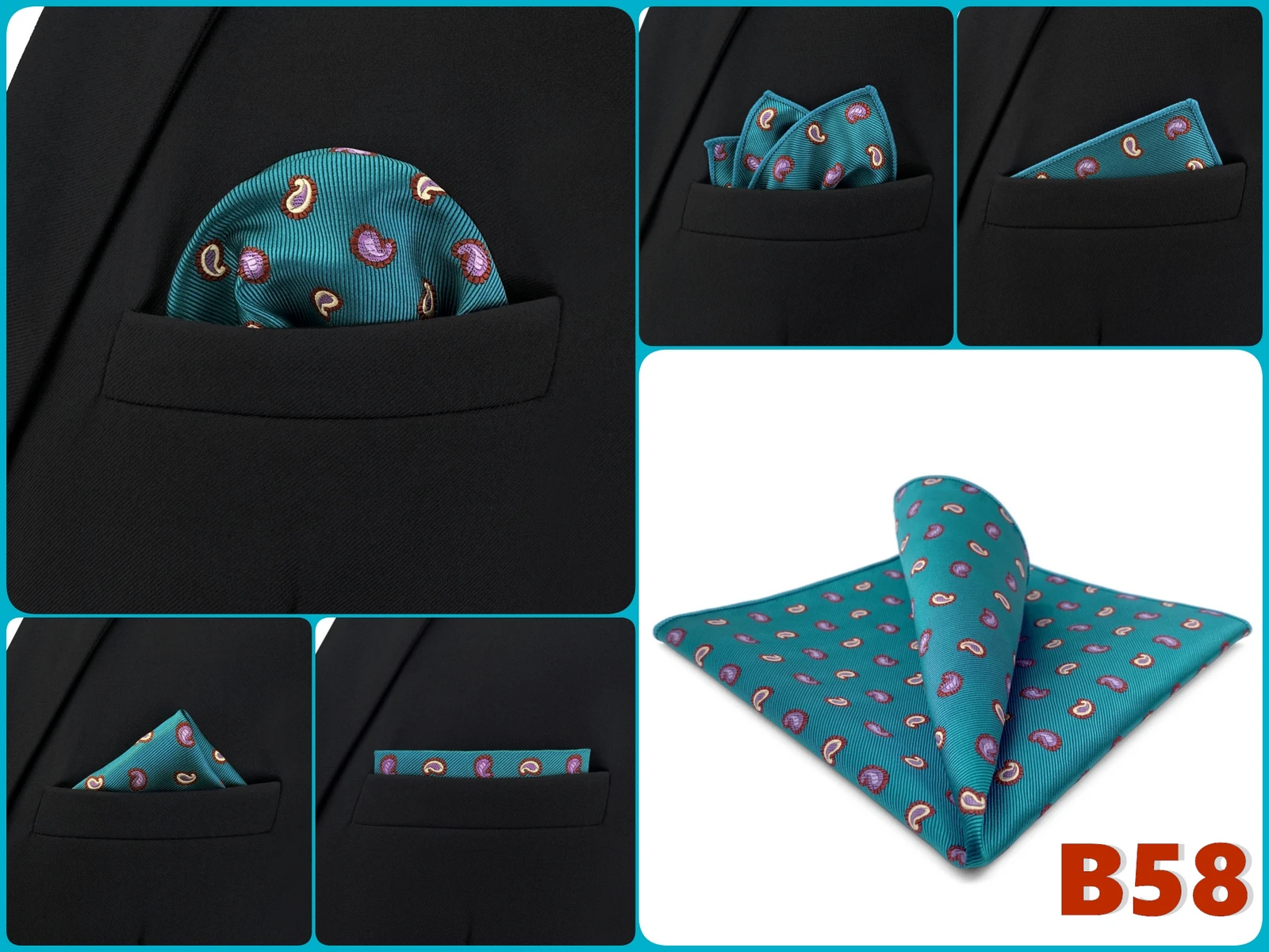 Luxury Mens Pocket Square Handkerchief Multiple Designs Classic Suit Hanky Large Striped Gentlemen Wedding Party Gift for Men