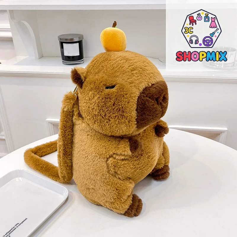 New KawaiiCapybara Plush Doll Backpack Cute Cartoon Children Toy Shoulder Bag Mini Backpack Girlfriend Holiday Gift