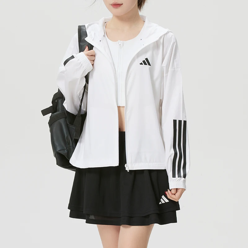 

Adidas Women's Jacket Fitness Training Sportswear Trendy Fashion Woven Hooded Jacket Kc7655