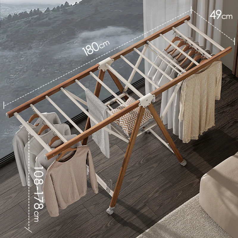 Stable Folding Clothes Hanger, Floor to Floor, Indoor, Home, Balcony, Aluminum Alloy, Bedding