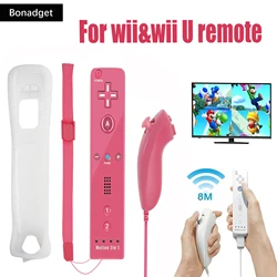 For Nintendo Wii Joystick 2 in 1 Wireless Controller Nunchuck Remote Gamepad Optional Motion Plus Video Game Control