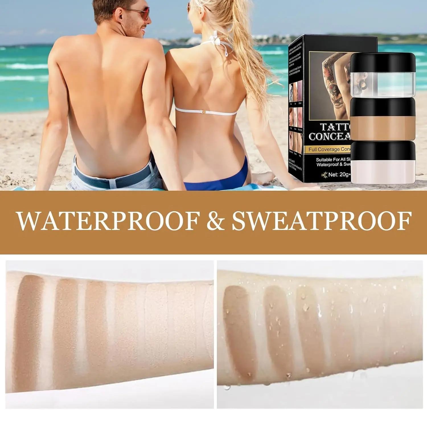 Tattoo Concealer Waterdicht en zweetbestendig Concealer met volledige dekking voor alle huidtinten - 20 g – Ideaal voor het bedekken van tatoeages, littekens