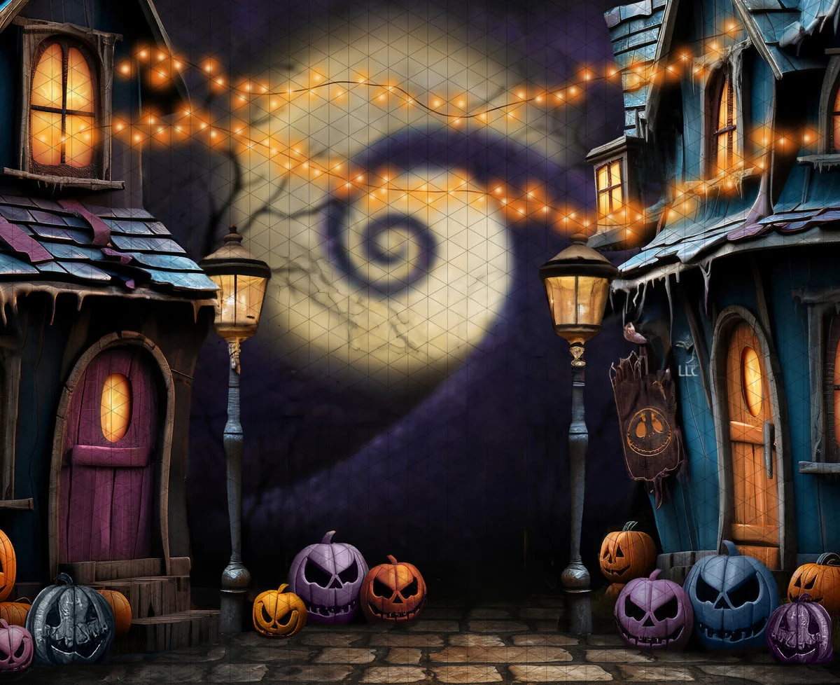 

christmas Nightmare Street Pumpkin Village town House Light backdrops party supplies Photography Studio Backgrounds