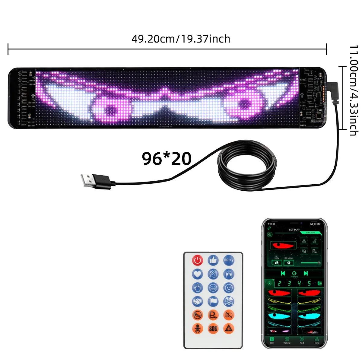 

Dynamic Animated Vehicle Demon Flexible Evil Eyes Light for Cars Flexible Advertising Soft Screen