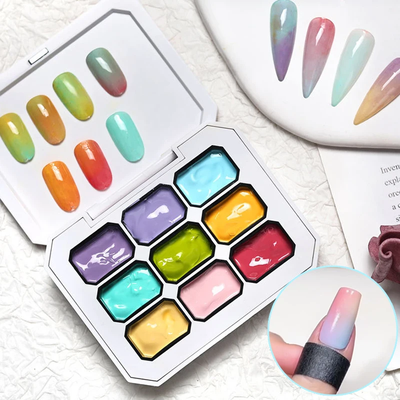 

9/4Colors Pat Ombre Gel Nail Polish Easy Gradient Painting Gel for DIY French Nail Manicure Solid UV Varnishes Paint Art Gel