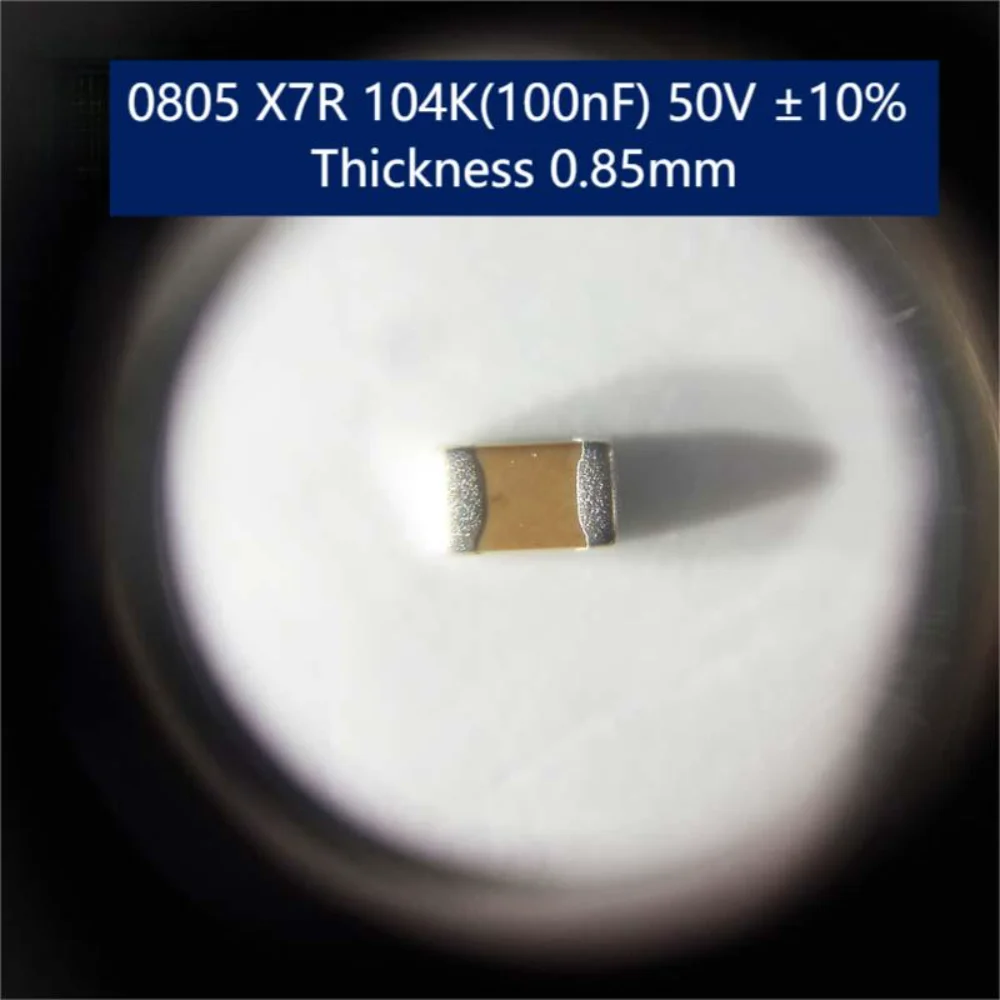 

500pcs/lot SMD Capacitor 0805 X7R 104K(100nF) 50V ±10% Thickness 0.85mm