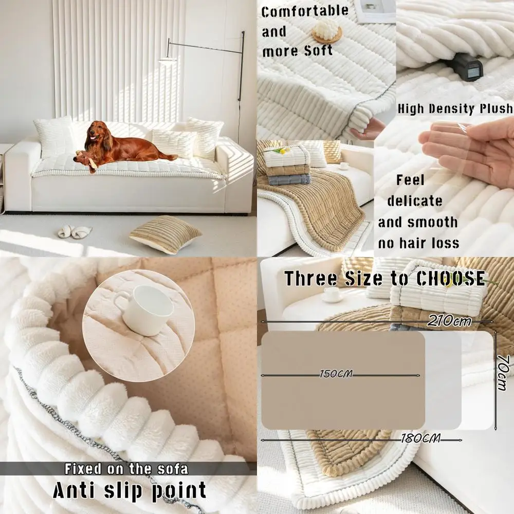 

Pet-Friendly Washable Non-Slip Sofa Cover for Dogs, Fuzzy Couch Protector & Bed