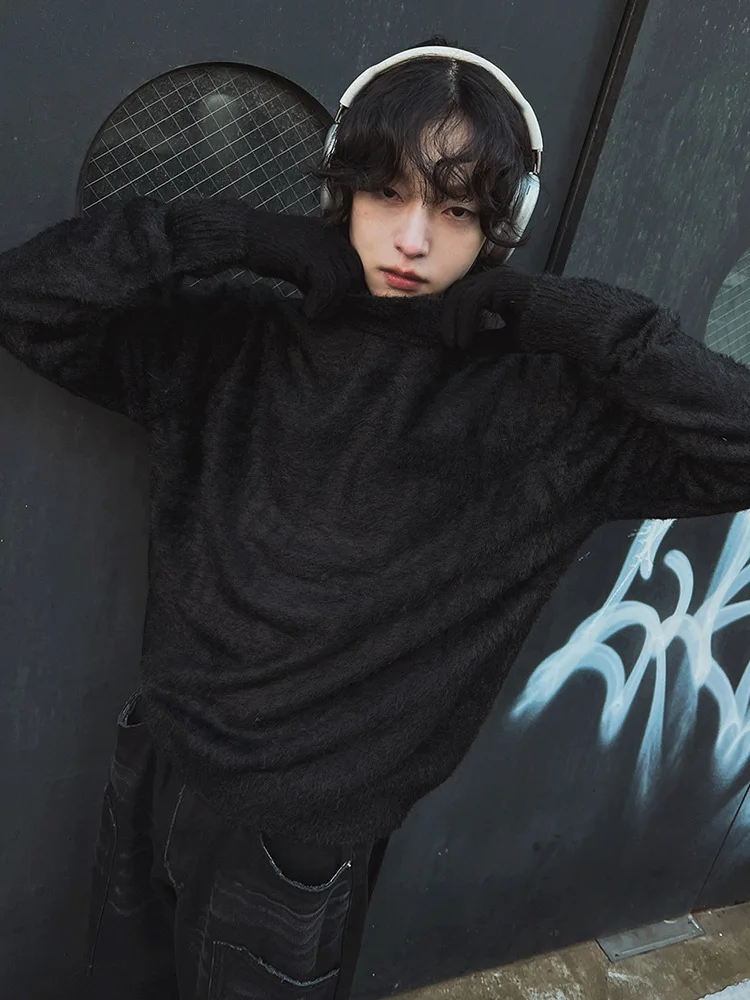 

Fur Collar Pullovers Rock Mens Navy British London Cotone Office Business Work Commuting Slim Mature Elegant Elite Smart Fashion