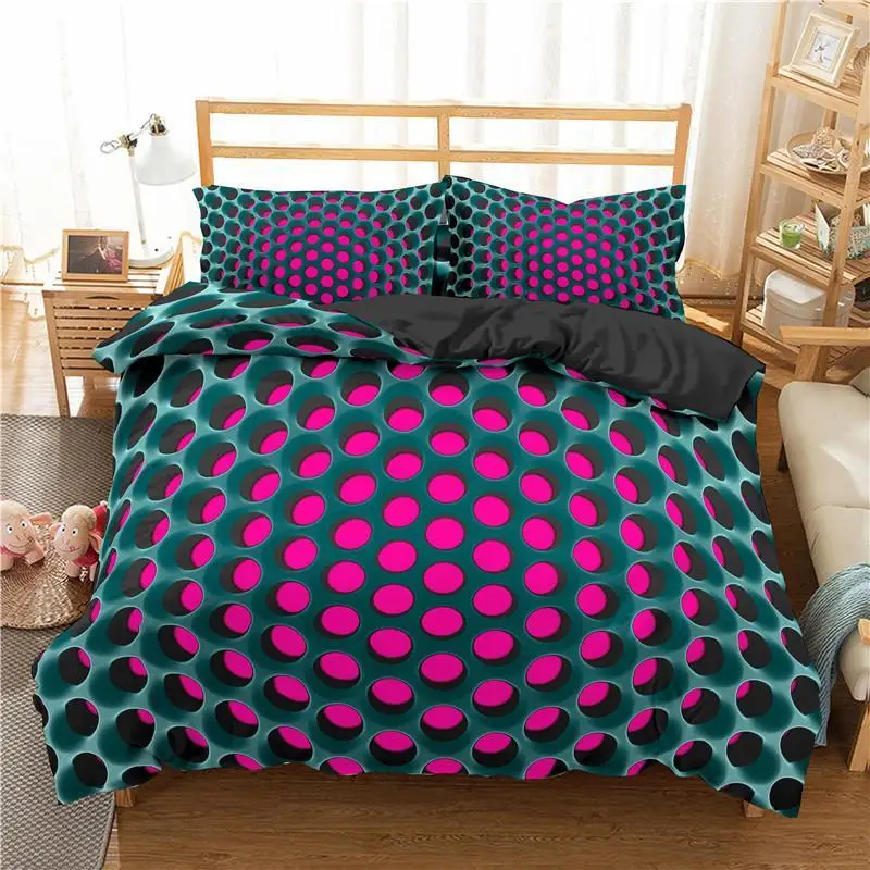 

Honeycomb Duvet Cover Set Pink Geometry 3D Printed Bedding Set Cool Style Double Queen King Quilt Cover For Boys Adult