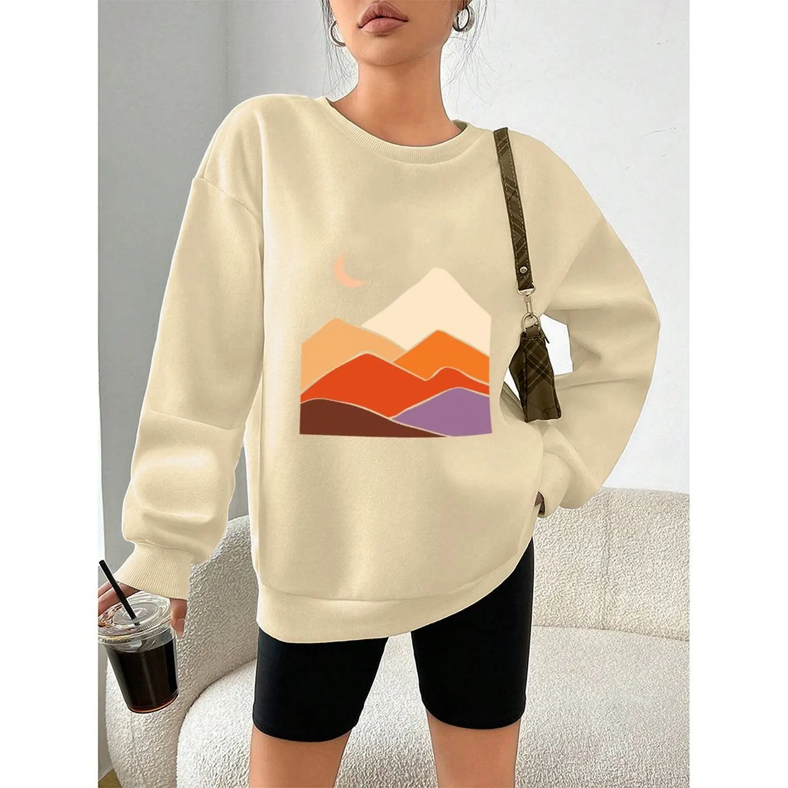 

Dark Blue Casual Round Neck Sweater Stylish Round Neck Sweater Black White Dark Blue Khaki Gray Sweater Long Sleeve Sweater