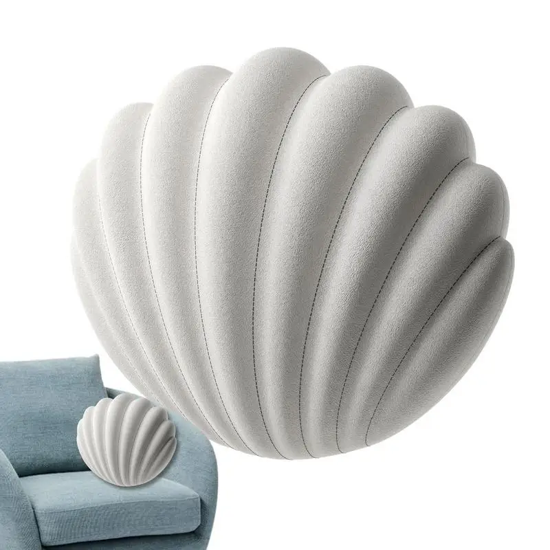 Car Seat Pillows Seashell Shaped Accent Throw Pillows Soft Velvet Insert Decorative Pillows  3D Insert Pillow For Car Sofas