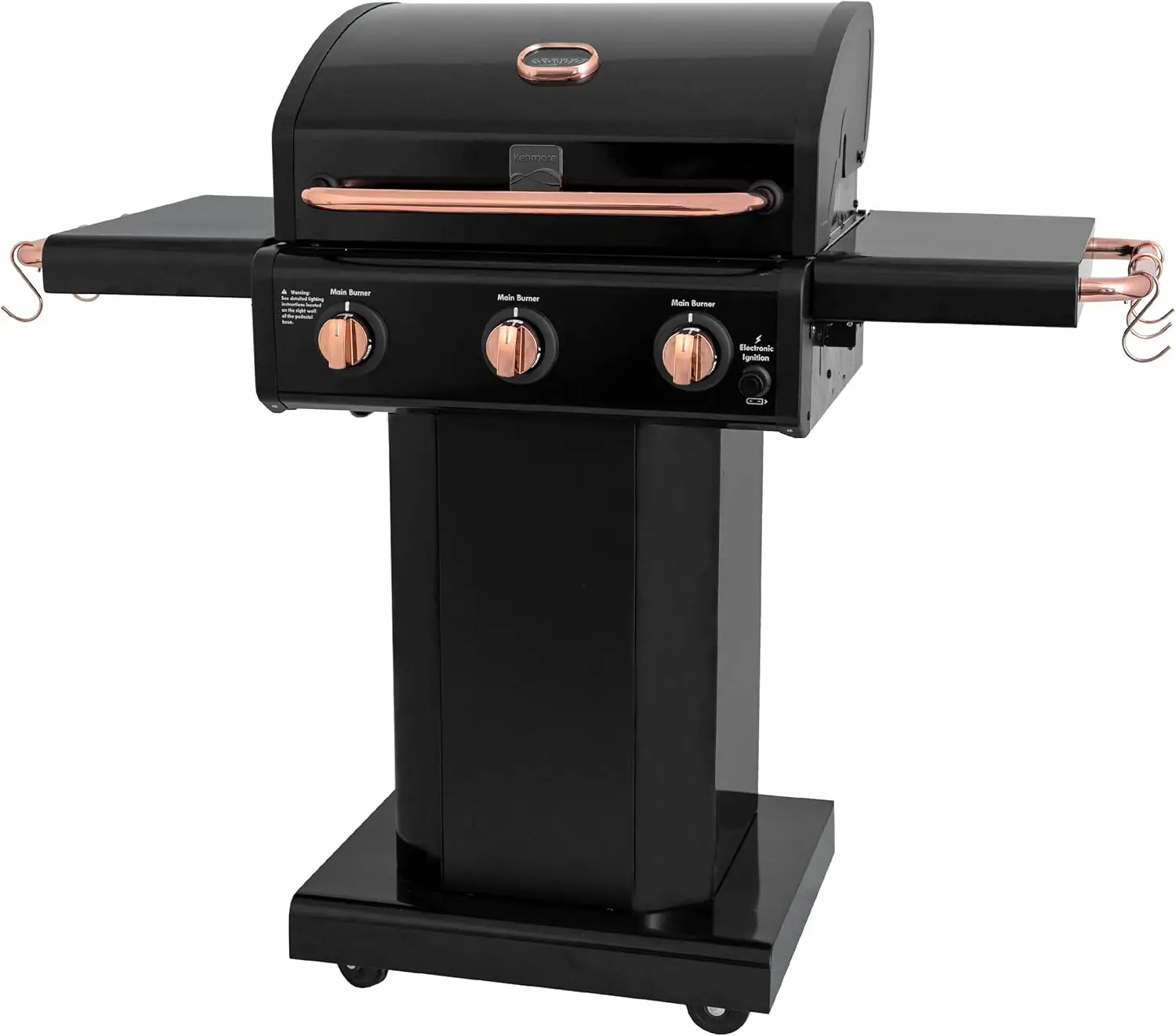 3-Burner Gas Grill | Foldable Side Tables, Cast Iron Cooking Grates, Warming Rack, Hooks for BBQ Grilling Tools