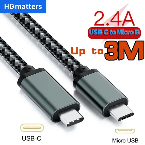 Krótki kabel USB C do Micro USB USB-C typu C do Micro B USB 2.0 OTG Ładowarka do danych Przewód do Macbooka Pro Mini Samsung Xiaomi