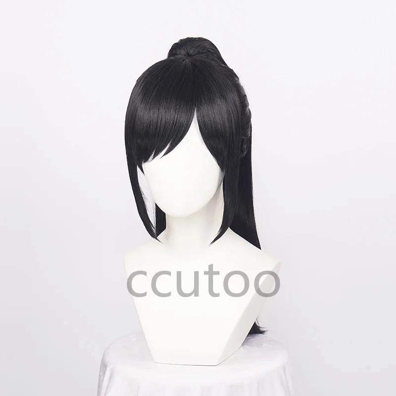 Ccutoo-Peluca de Cosplay de Dororo Hyakkimaru sintético negro, cola de caballo extraíble, Osamu Tezuka, gorro de peluca