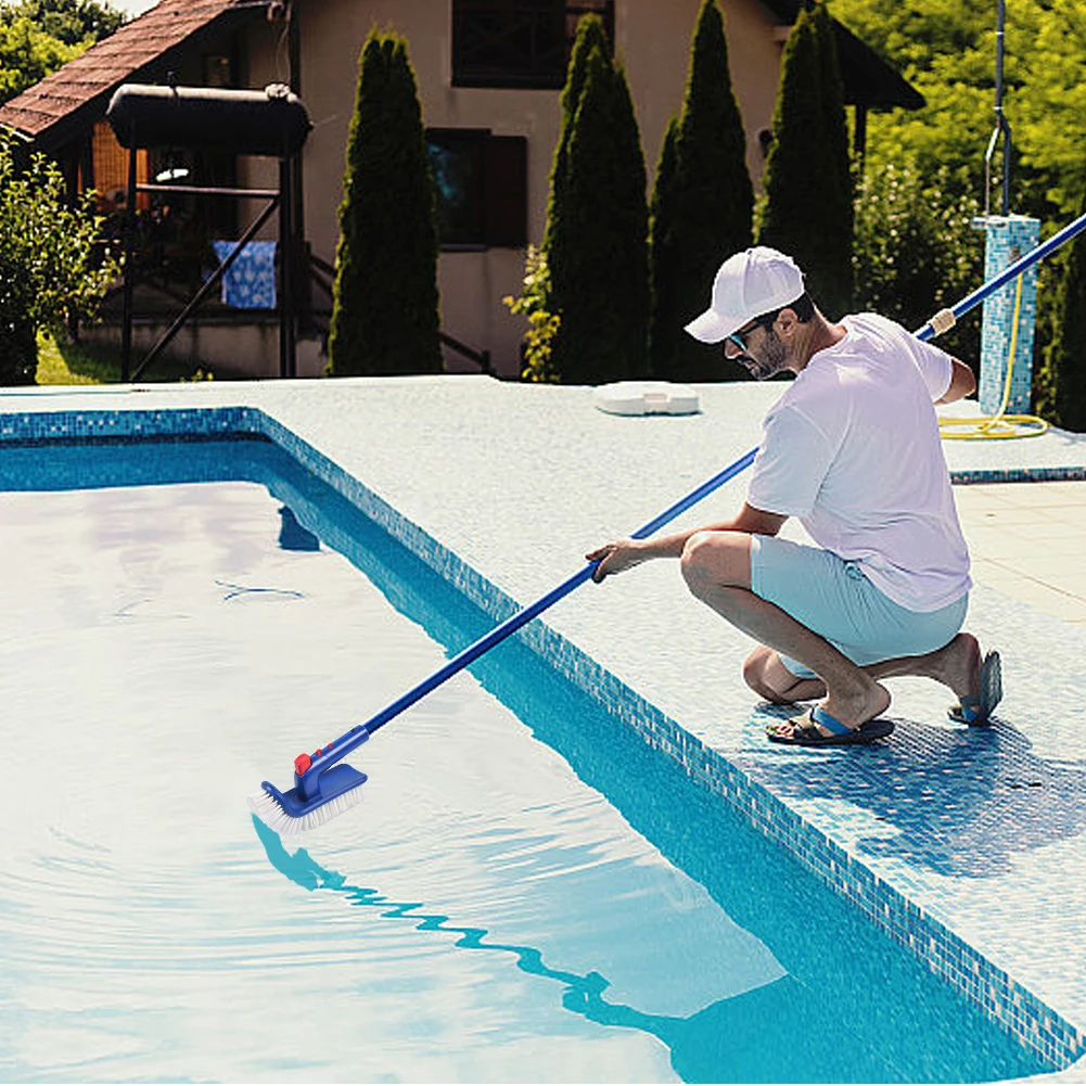 Poolbürste Pool-Treppen- & Eckbürste mit Feinen Borsten 180 Grad Drehbare Pool-Ecken- und Treppenbürste für Spa-Whirlpool-Reinigung